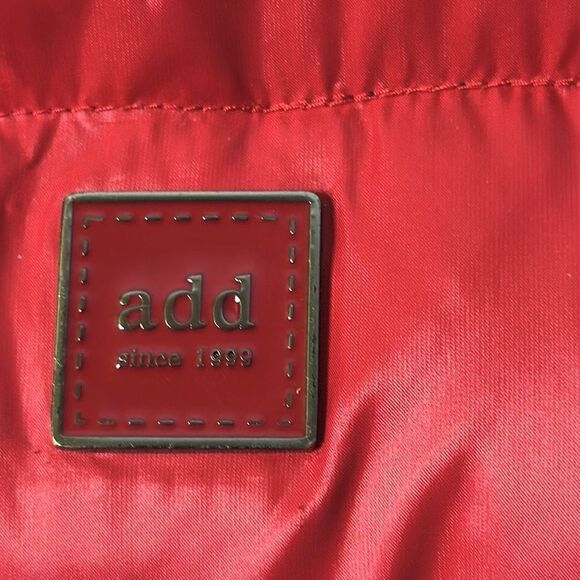 ADD Red Down Hooded Puff Vest Zip Front Pockets Logo Boys size 10Y - Picture 8 of 14